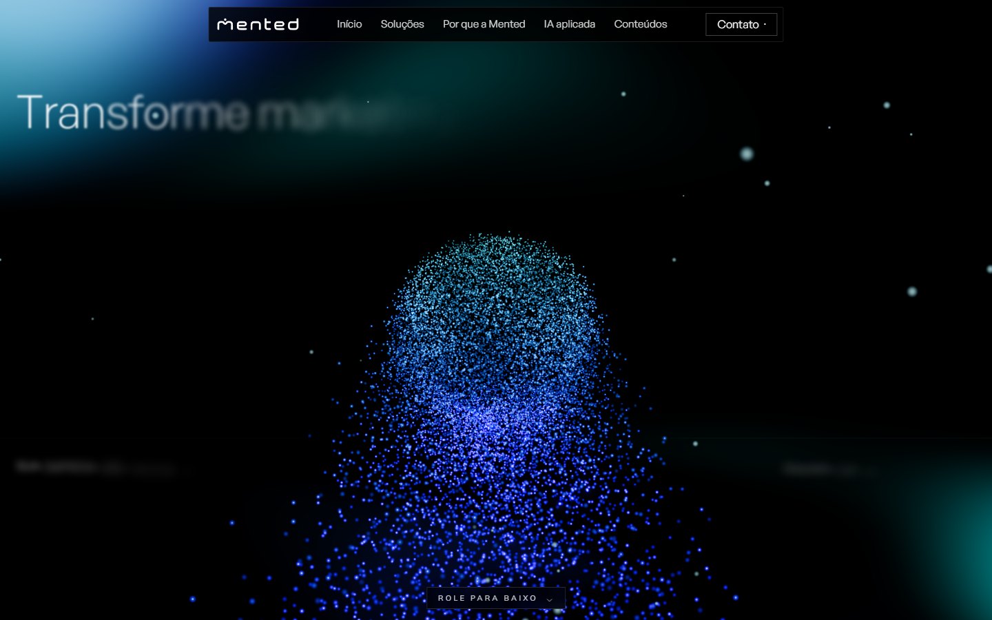 Primeira dobra do site Mented