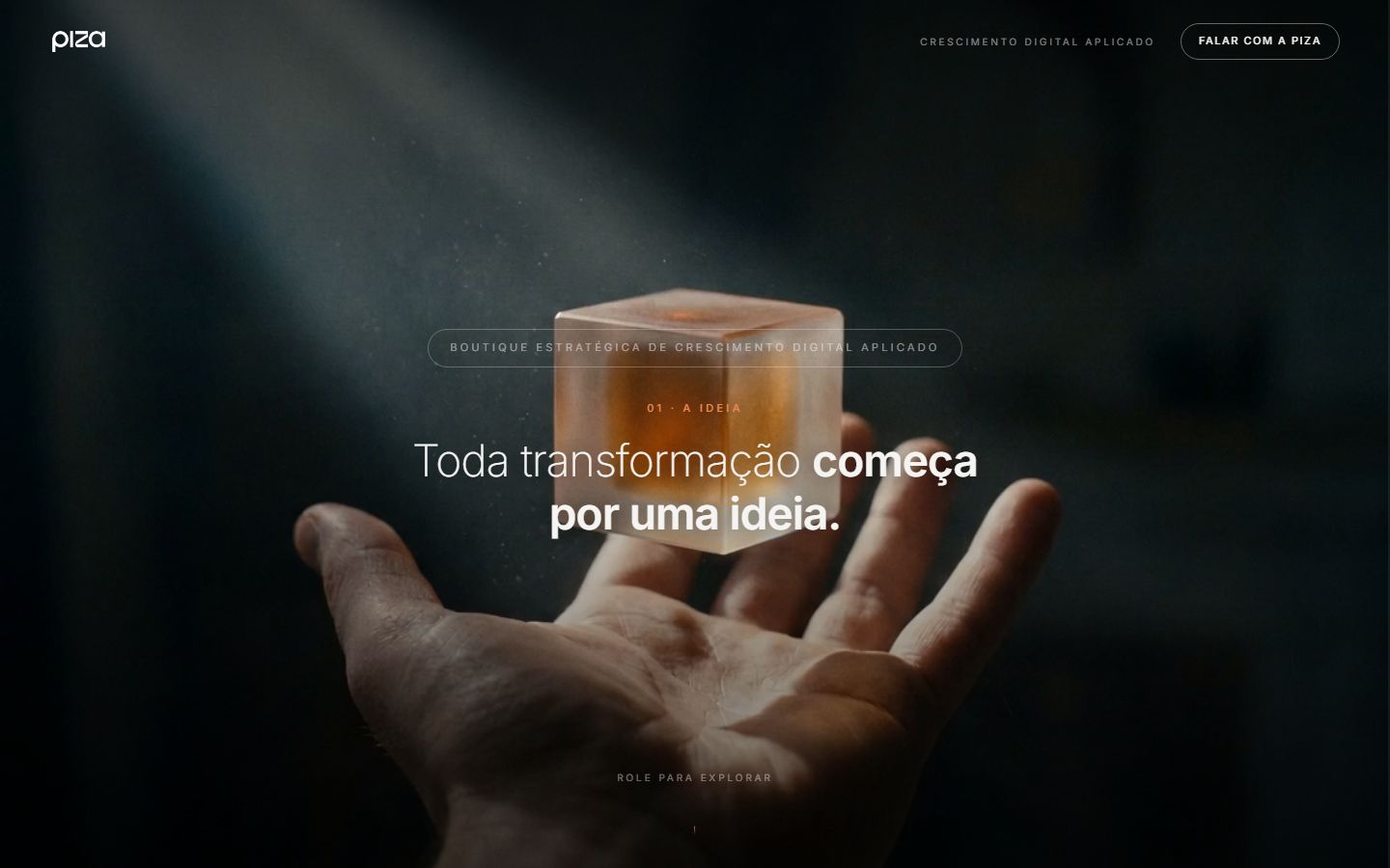 Primeira dobra do site Piza