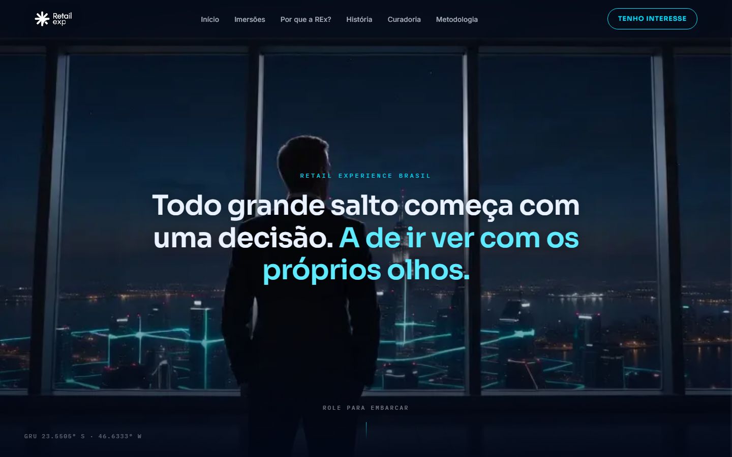 Primeira dobra do site Retail Experience Brasil